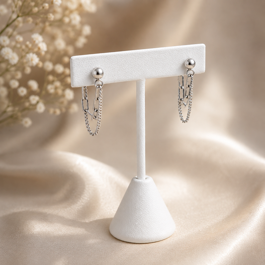 Dual Chain Silver Studs