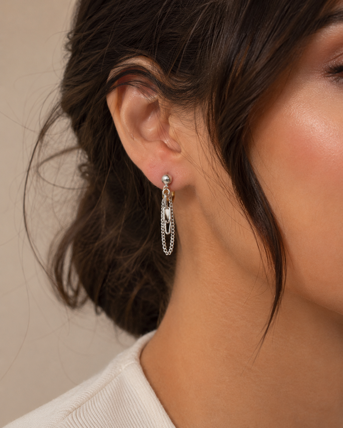 Dual Chain Silver Studs